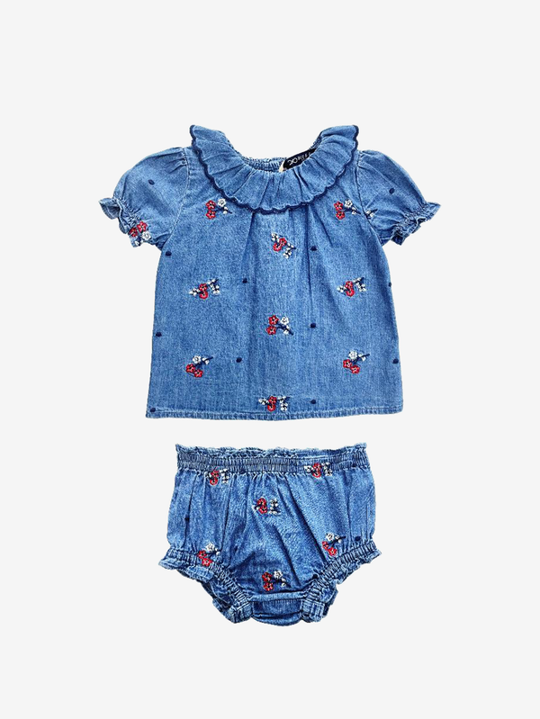 Myra embroidered top & bloomer set