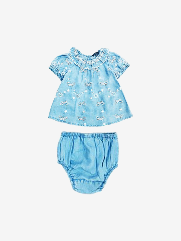 Freya embroidered bows romper set