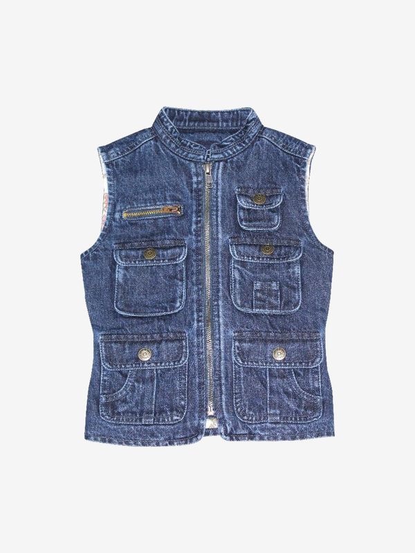 Mickey denim utility vest jacket