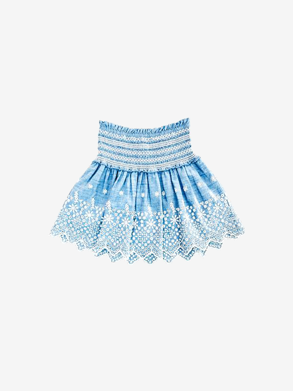 Fiorella eyelet smocked skirt