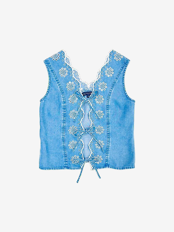 Adriana embroidered tie top