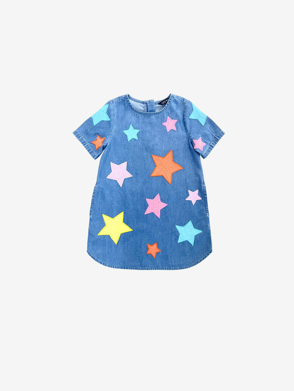 Rainbow star denim dress