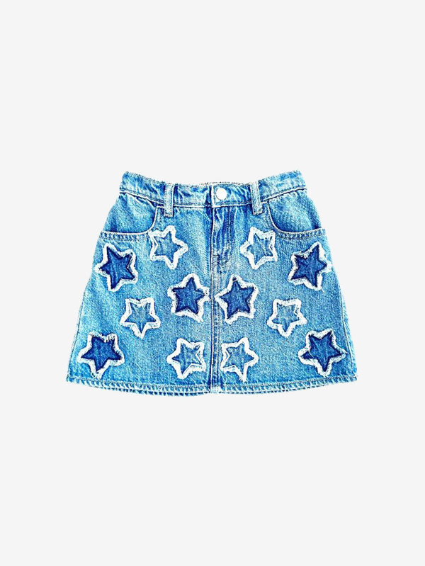 Thea star patch denim skirt