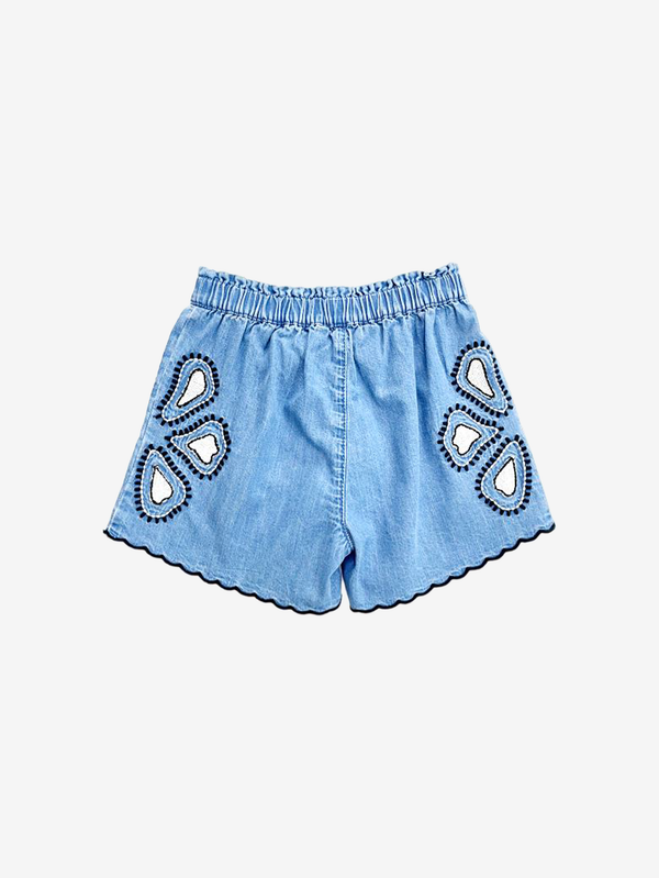 Scarlet denim embroidered shorts