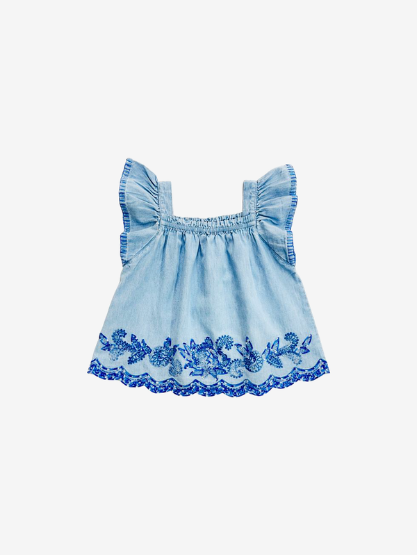 Gianna embroidered denim top