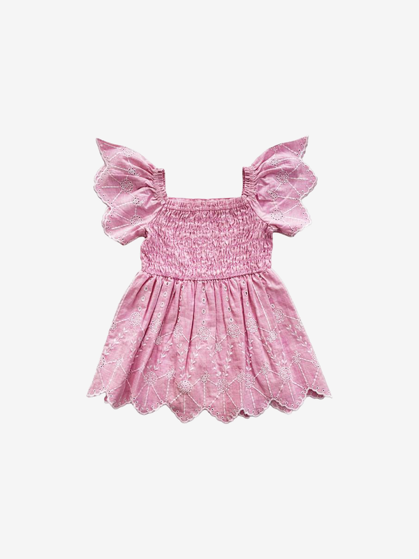 Claire smocked chambray dress