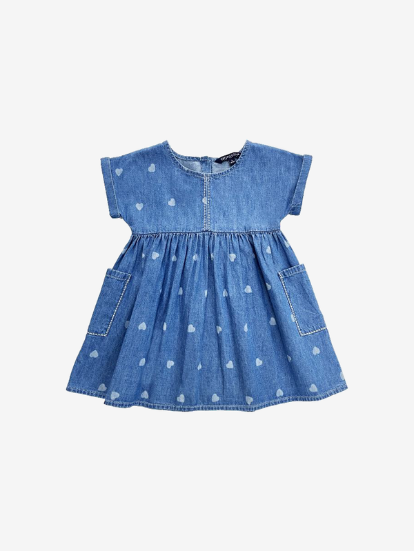 Luna printed heart denim dress