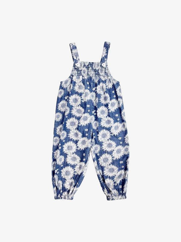 Sunflower denim print overalls