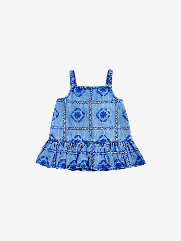 Clara embroidered denim top