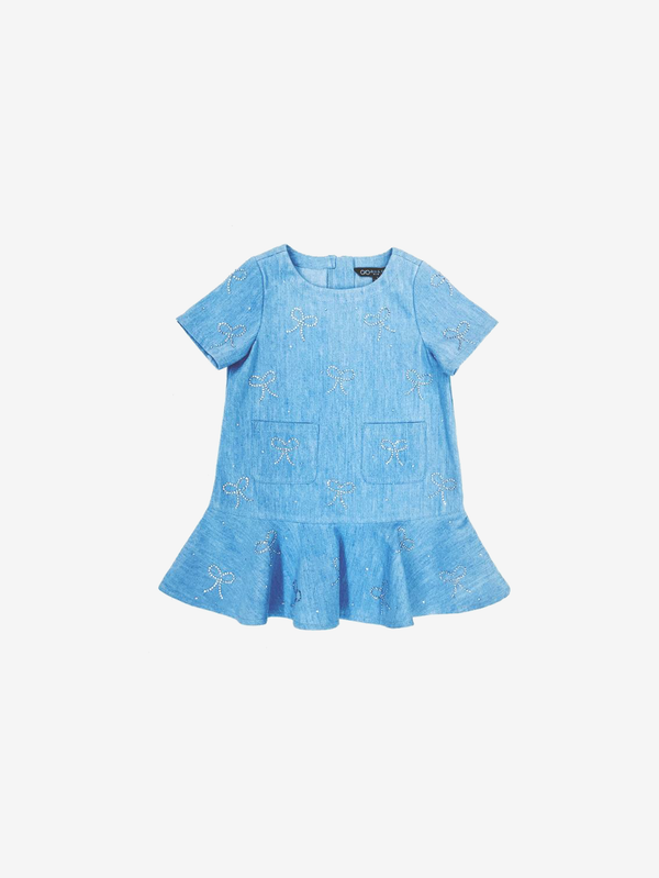 Bettina crystal bow denim dress
