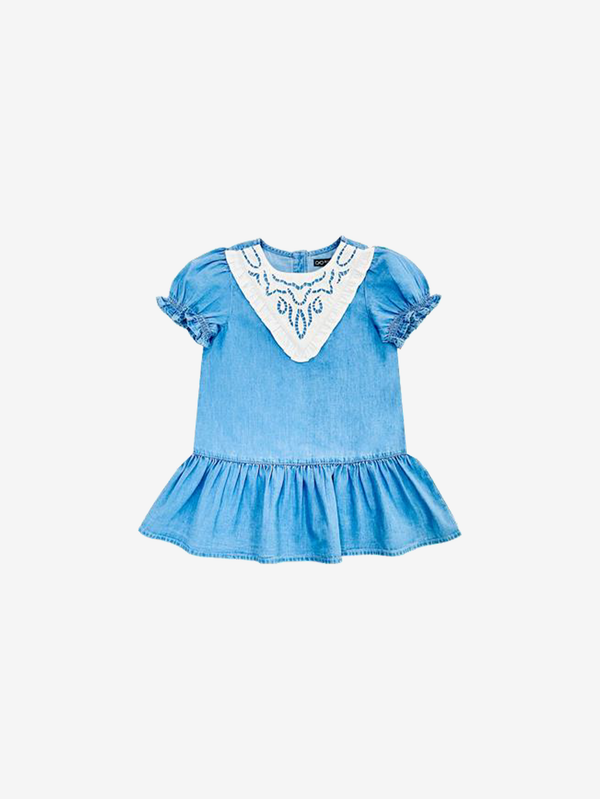 Milly embroidered puff sleeve dress